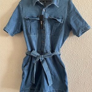 Fashion Nova Blue Denim Jumpsuit